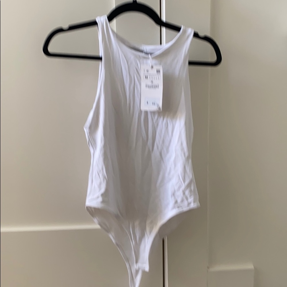 NWT Zara white smoothing bodysuit leotard monokoni